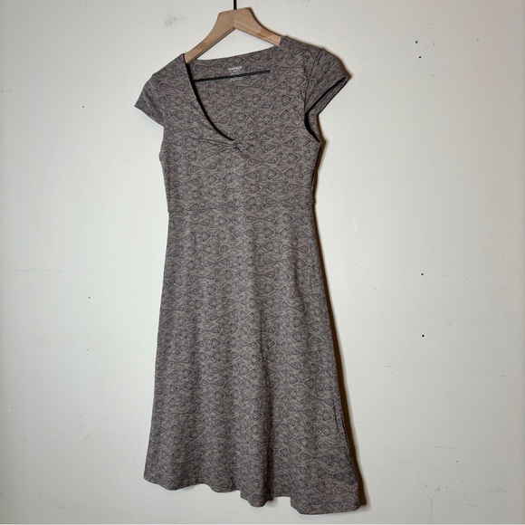 Toad & Co Taupe Allover Geometric Print Short Sleeve Rosemarie Dress Size XS - Picture 9 of 9
